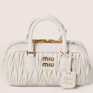 Miu Miu Arcadie Medium Bag in White Matelasse Leather