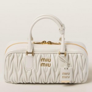 Miu Miu Arcadie Large Bag in White Matelasse Leather