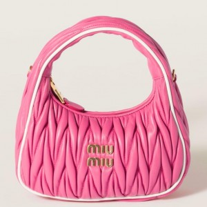 Miu Miu Wander Hobo Bag in Fuchsia Matelasse Nappa Leather