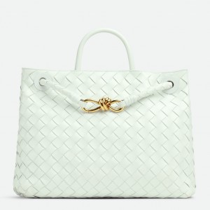 Bottega Veneta Small Andiamo Bag In Glacier Intrecciato Lambskin