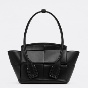 Bottega Veneta Mini Arco Bag In Black Intrecciato Calfskin