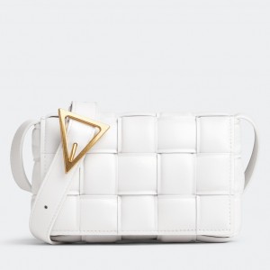 Bottega Veneta Small Padded Cassette Bag In White Lambskin