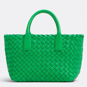Bottega Veneta Cabat Mini Bag In Green Intrecciato Lambskin