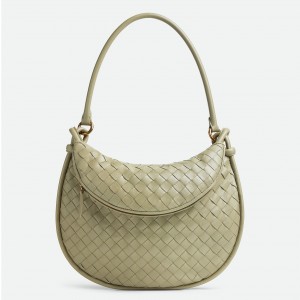 Bottega Veneta Gemelli Medium Bag in Travertine Intrecciato Lambskin