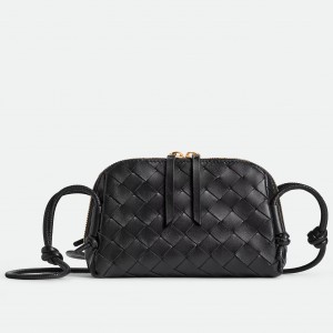Bottega Veneta Concert Pouch in Black Intrecciato Lambskin