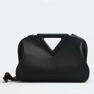 Bottega Veneta Medium Point Top Handle Bag In Black Leather