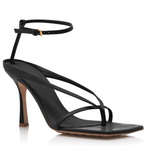 Bottega Veneta Ankle-strap Stretch Sandals In Black Leather