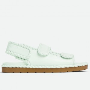 Bottega Veneta Jack Flat Slingback Sandals in Glacier Lambskin