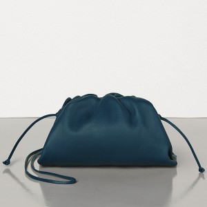 Bottega Veneta Pouch Mini Bag In Navy Blue Calfskin