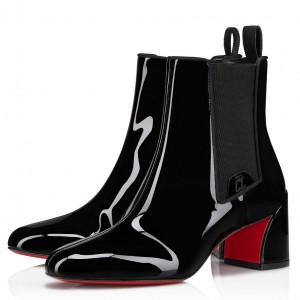Christian Louboutin Turelastic 55mm Ankle Boots in Black Patent Leather