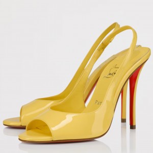 Christian Louboutin Sofia Z Slingback Pumps 100mm in Yellow Patent Leather