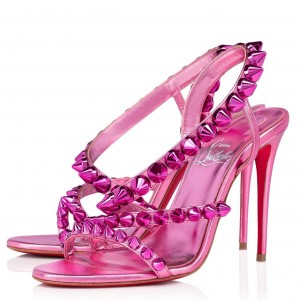 Christian Louboutin Spikita Strap 100mm Sandals In Pink Leather