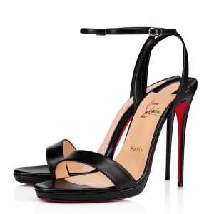 Christian Louboutin Loubi Queen 100mm Sandals In Black Lambskin