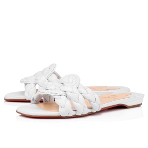 Christian Louboutin White Nappa Marmela Flat Sandals
