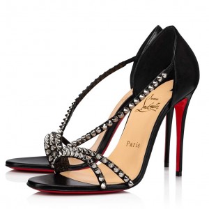 Christian Louboutin So Spike 100mm Sandals In Black Leather