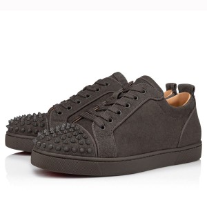 Christian Louboutin Men's Louis Junior Spikes Orlato Flat Sneakers Olive