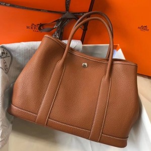 Replica Hermes Garden Party 36 Bag In Grey Clemence Leather