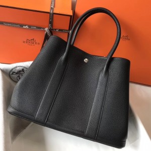 Replica Hermes Garden Party 36 Bag In Grey Clemence Leather