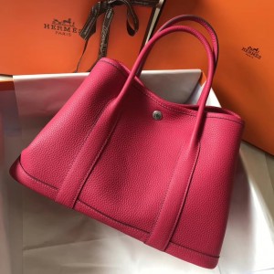 Hermes Garden Party 36 Bag In Rose Tyrien Clemence Leather