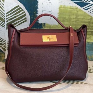 Hermes 24/24 29 Bag In Bordeaux Clemence Calfskin