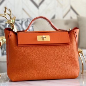 Replica Hermes Evelyne III 29 PM Bag In Orange Clemence Leather