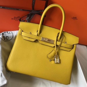 Hermes Yellow Clemence Birkin 30cm Bag
