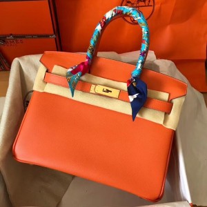 Hermes Orange Birkin 30cm Epsom Handmade Bag