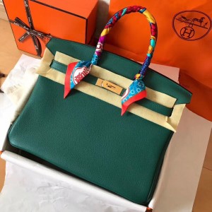 Replica Hermes Birkin 25 Handmade Bag In Malachite Epsom Calfskin