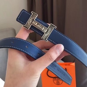 Hermes Mini Constance Belt Buckle & Blue Swift 24MM Strap 