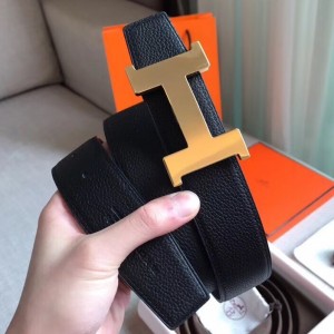 Hermes Constance Belt Buckle & Black Clemence 38 MM Strap 