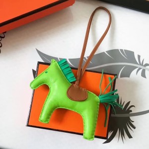 Hermes Rodeo Horse Bag Charm In Fruit Green/Camarel/Green Leather