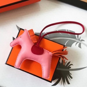 Hermes Rodeo Horse Bag Charm In Beige/Camarel/Pink Leather