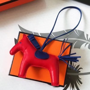 Hermes Rodeo Horse Bag Charm In Red/Blue Leather