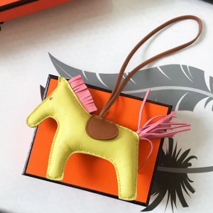 Hermes Rodeo Horse Bag Charm In Yellow/Camarel/Pink Leather