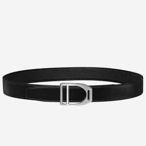 Hermes Etrier Buckle Belt & Black Clemence 32 MM Strap