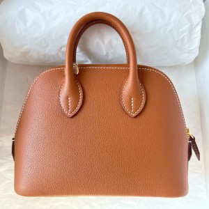 Replica Hermes Mini Sac Roulis 18cm Bag In Brown Evercolor Calfskin