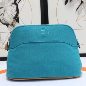 Hermes Medium Bolide Travel Case In Blue Horizon Cotton