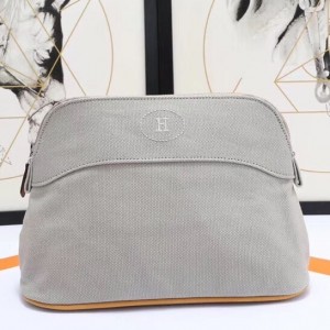 Hermes Medium Bolide Travel Case In Grey Cotton