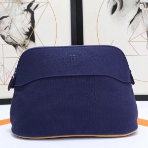 Hermes Medium Bolide Travel Case In Blue Electric Cotton