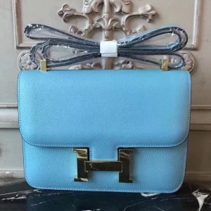 Replica Hermes Blue Electric Constance MM 24cm Epsom Leather Bag