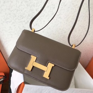 Hermes Epsom Constance 24cm Taupe Handmade Bag