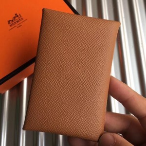 Hermes Brown Epsom Calvi Card Holder