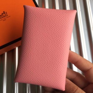 Hermes Pink Epsom Calvi Card Holder