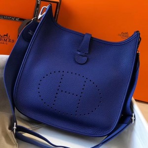 Hermes Evelyne III 29 Bag In Blue Electric Clemence Leather