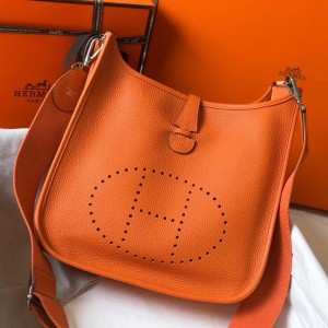 Hermes Evelyne III 29 Bag In Orange Clemence Leather