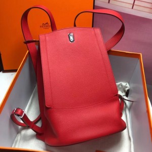 Hermes GR24 Backpack In Red Everycolor Calfskin
