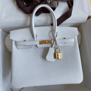 Replica Hermes Birkin 25 Retourne Handmade Bag In Craie Epsom Calfskin