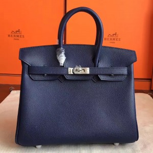 Hermes Sapphire Birkin 25cm Epsom Handmade Bag