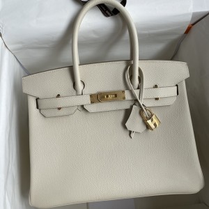 Hermes Birkin 30 Retourne Handmade Bag In Craie Epsom Calfskin