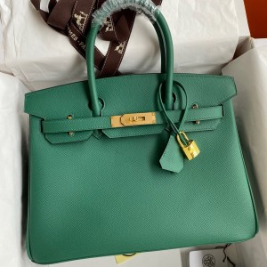 Hermes Birkin 30 Retourne Handmade Bag In Malachite Epsom Calfskin